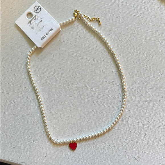 Bundle of 2‎ Gold Dipped Pearl Red Heart and Gummy Bear Necklaces NWT - Picture 3 of 7